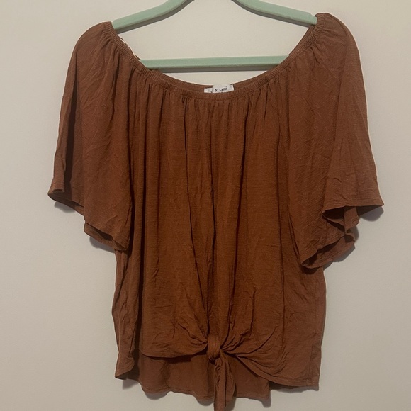 Kim & Cami Tops - Kim & Cami Terracotta Off-Shoulder Blouse